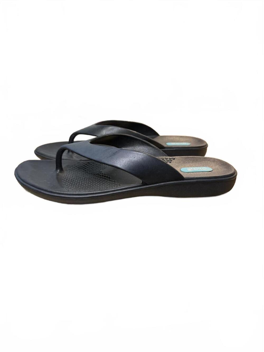 Okabashi Maui Flip Flops Sandals Size L Black USA Thongs Travel Beech Resort